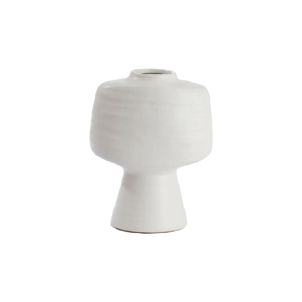 Modern Minimalist White Ceramic Vase with Unique Shape