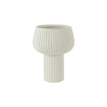 Modern White Ribbed Ceramic Planter with Elevated Base