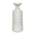 Elegant Striped Ceramic Vase - Light Blue Gloss Finish**