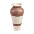 Sure! Here’s a product title based on the image description:

Handcrafted Decorative Ceramic Vase with Elegant Leaf Motif